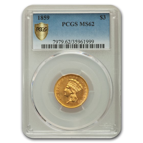 1859 $3 Gold Princess MS-62 PCGS 1859 $3 Gold Princess MS-62 PCGS