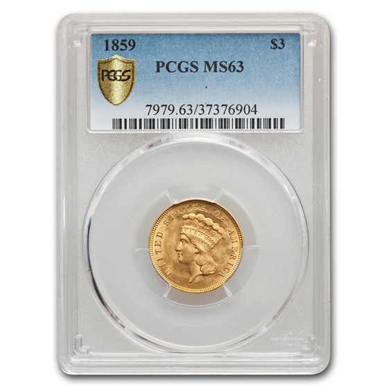 1859 $3 Gold Princess MS-63 PCGS 1859 $3 Gold Princess MS-63 PCGS