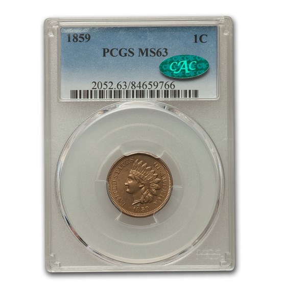 1859 Indian Head Cent MS-63 PCGS CAC 1859 Indian Head Cent MS-63 PCGS CAC