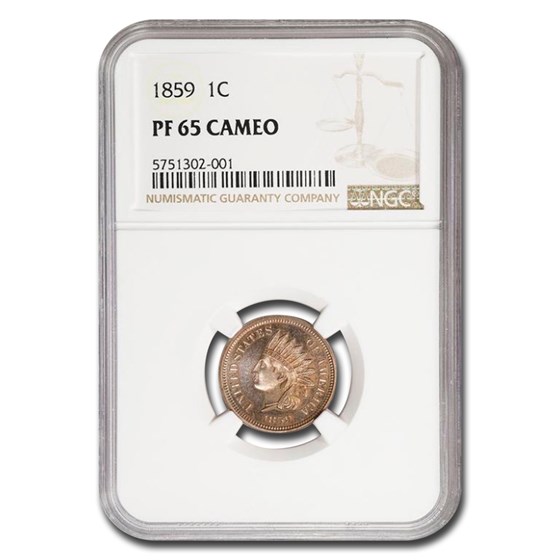 1859 Indian Head Cent PF-65 Cameo NGC 1859 Indian Head Cent PF-65 Cameo NGC