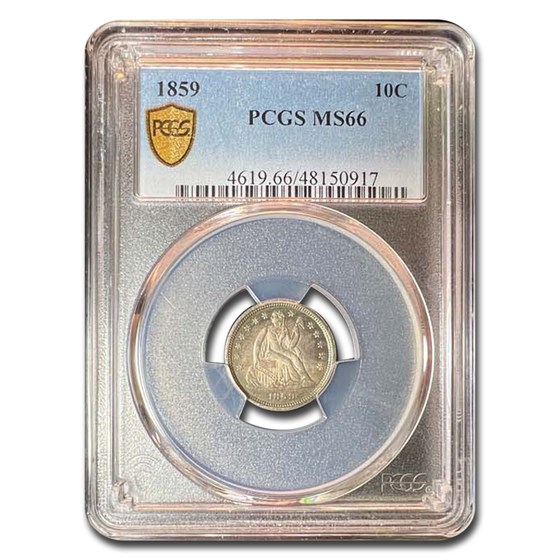 1859 Liberty Seated Dime MS-66 PCGS 1859 Liberty Seated Dime MS-66 PCGS