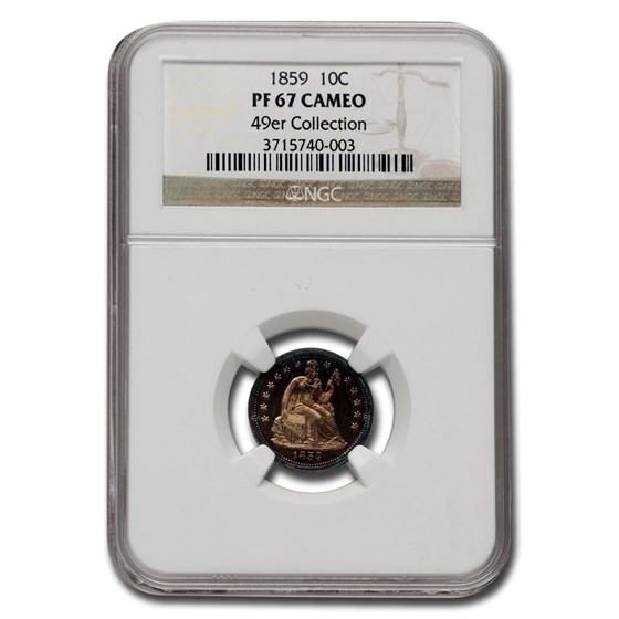 1859 Liberty Seated Dime PF-67 Cameo NGC 1859 Liberty Seated Dime PF-67 Cameo NGC