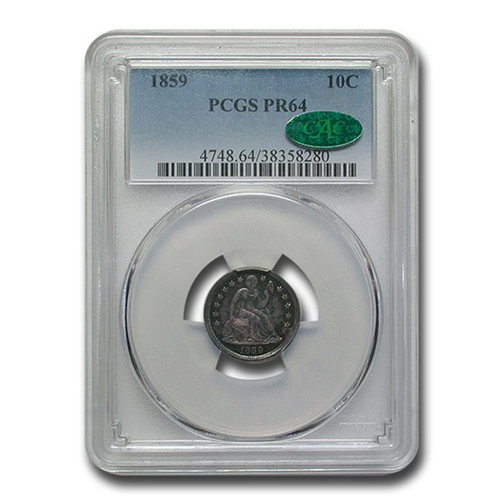 1859 Liberty Seated Dime PR-64 PCGS CAC 1859 Liberty Seated Dime PR-64 PCGS CAC