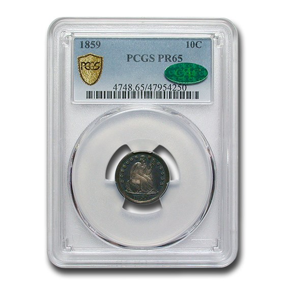 1859 Liberty Seated Dime PR-65 PCGS CAC 1859 Liberty Seated Dime PR-65 PCGS CAC