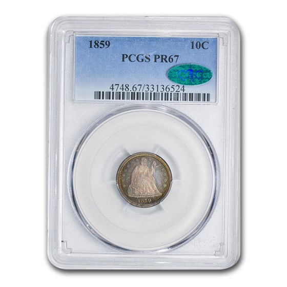 1859 Liberty Seated Dime PR-67 PCGS CAC 1859 Liberty Seated Dime PR-67 PCGS CAC