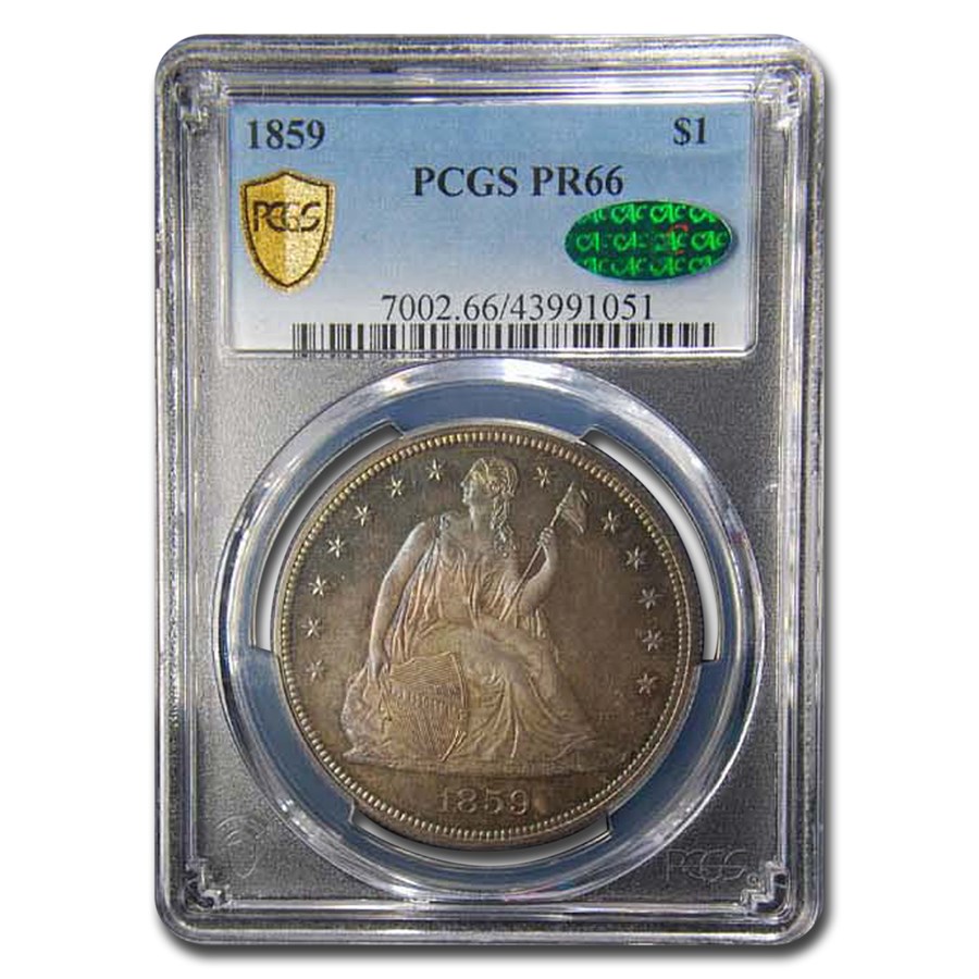1859 Liberty Seated Dollar PR-66 PCGS CAC