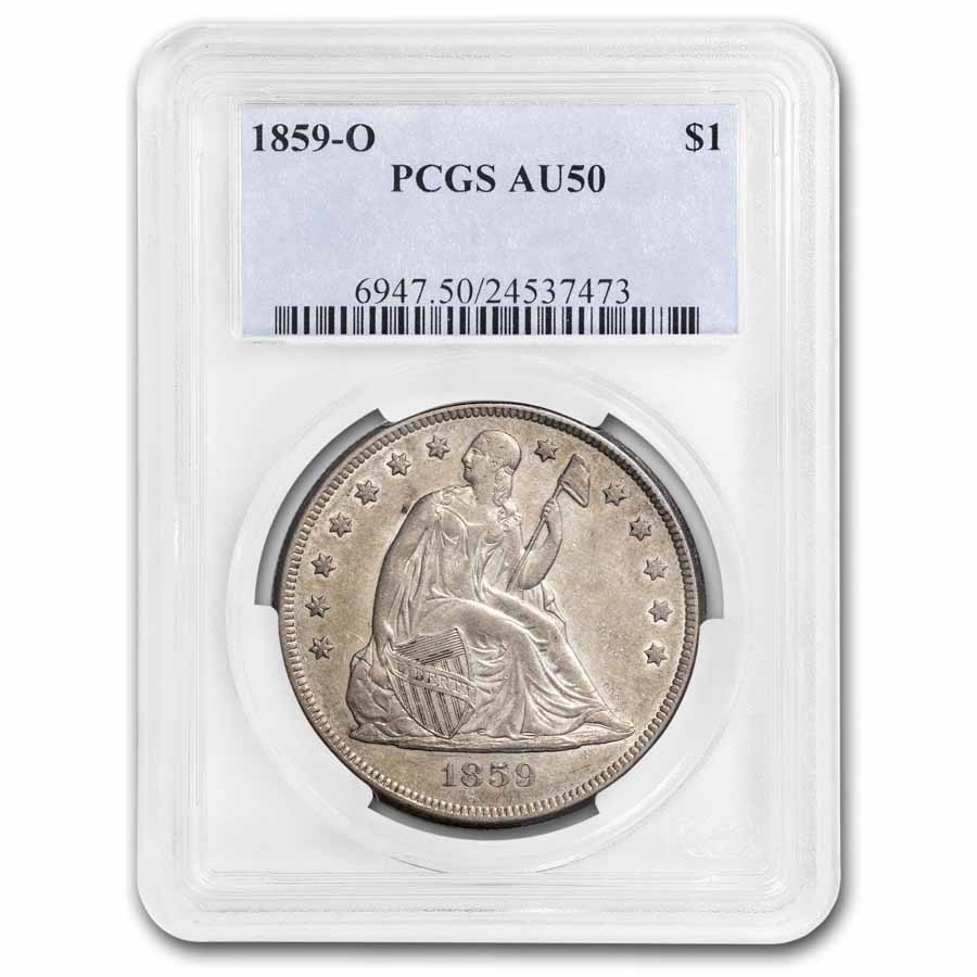 1859-O Liberty Seated Dollar AU-50 PCGS