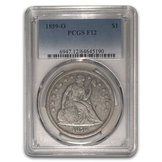 1859-O Liberty Seated Dollar Fine-12 PCGS