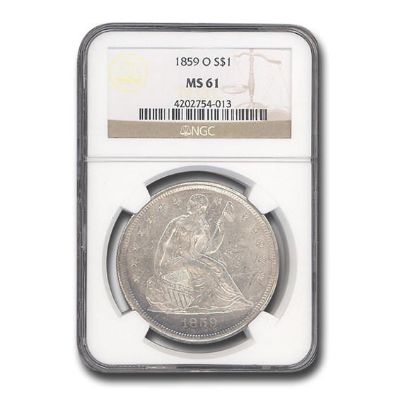 1859-O Liberty Seated Dollar MS-61 NGC 1859-O Liberty Seated Dollar MS-61 NGC