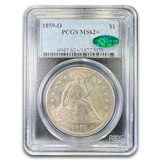 1859-O Liberty Seated Dollar MS-62+ PCGS CAC