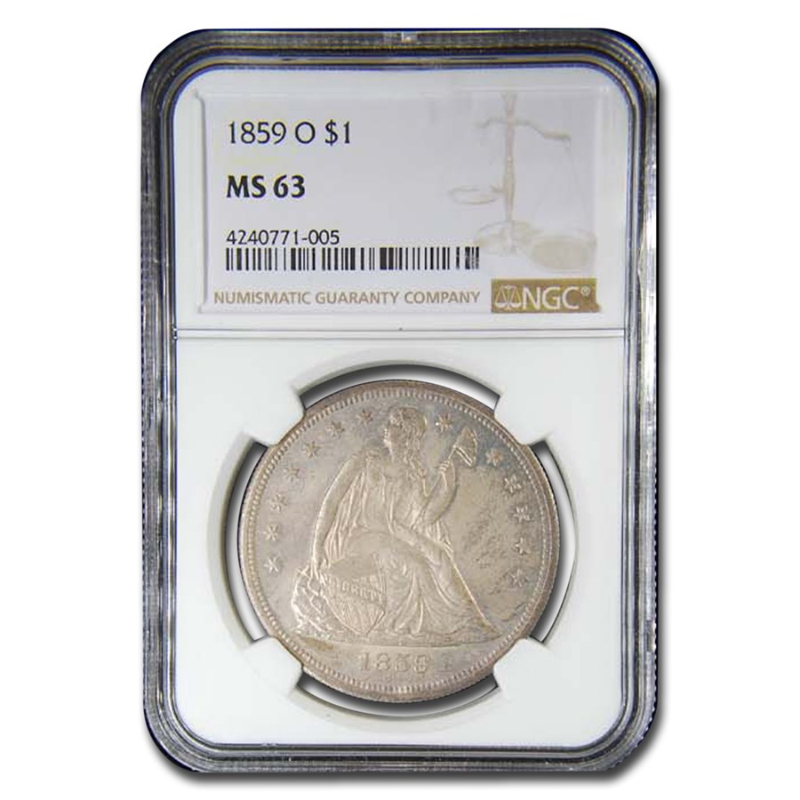 1859-O Liberty Seated Dollar MS-63 NGC