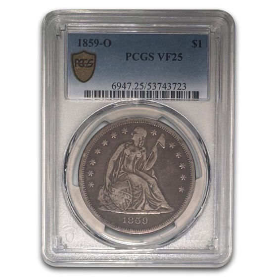 1859-O Liberty Seated Dollar VF-25 PCGS