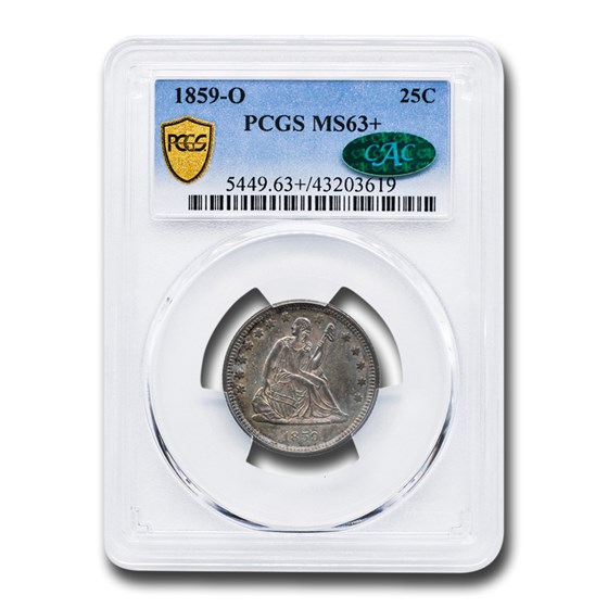 1859-O Liberty Seated Quarter MS-63+ PCGS CAC 1859-O Liberty Seated Quarter MS-63+ PCGS CAC