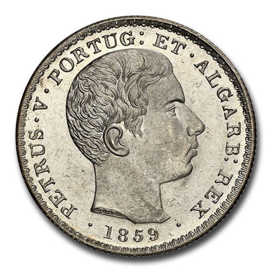 1859 Portugal Silver 500 Reis Pedro V MS-65 NGC 1859 Portugal Silver 500 Reis Pedro V MS-65 NGC