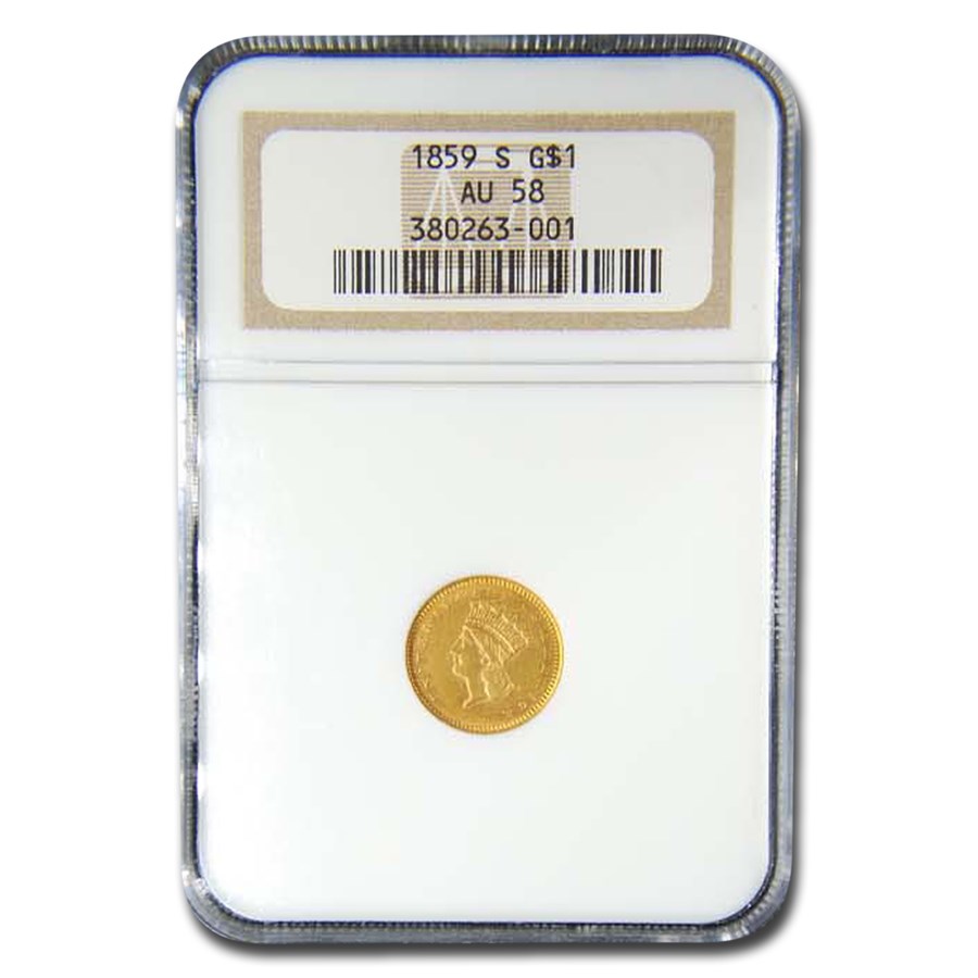 1859-S $1 Indian Head Gold AU-58 NGC