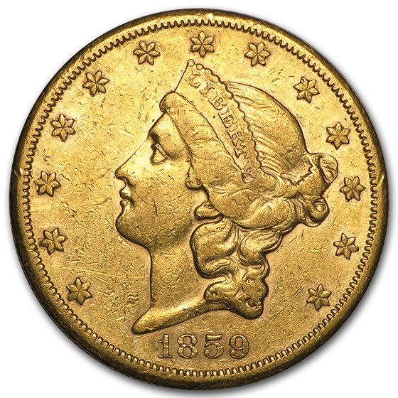 1859-S $20 Liberty Gold Double Eagle XF Details 1859-S $20 Liberty Gold Double Eagle XF Details