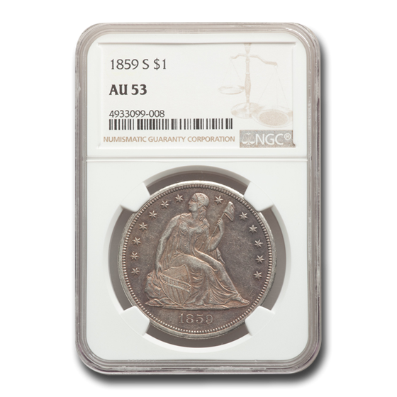 1859-S Liberty Seated Dollar AU-53 NGC 1859-S Liberty Seated Dollar AU-53 NGC