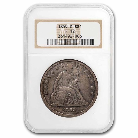 1859-S Liberty Seated Dollar Fine-12 NGC 1859-S Liberty Seated Dollar Fine-12 NGC