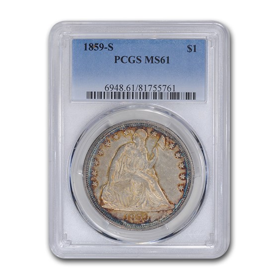 1859-S Liberty Seated Dollar MS-61 PCGS 1859-S Liberty Seated Dollar MS-61 PCGS
