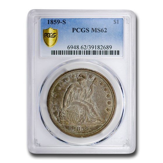 1859-S Liberty Seated Dollar MS-62 PCGS 1859-S Liberty Seated Dollar MS-62 PCGS