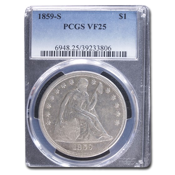 1859-S Liberty Seated Dollar VF-25 PCGS 1859-S Liberty Seated Dollar VF-25 PCGS