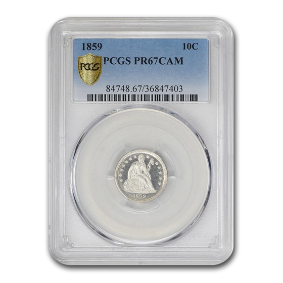1859 Seated Liberty Dime PR-67 Cameo PCGS 1859 Seated Liberty Dime PR-67 Cameo PCGS