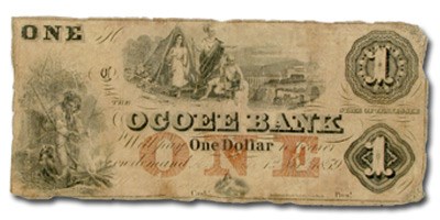 1859 The Ocoee Bank, TN $1.00 Note TN-25 VG 1859 The Ocoee Bank, TN $1.00 Note TN-25 VG
