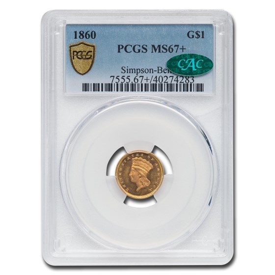 1860 $1 Indian Head Gold MS-67+ PCGS CAC