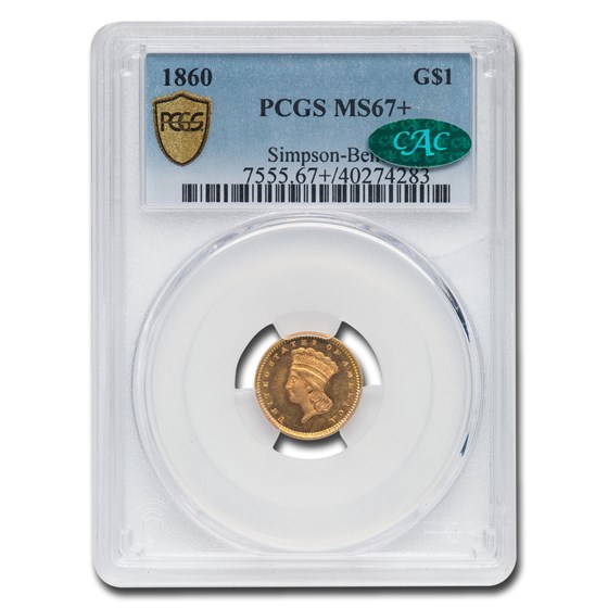 1860 $1 Indian Head Gold MS-67+ PCGS CAC 1860 $1 Indian Head Gold MS-67+ PCGS CAC