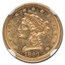 1860 $2.50 Liberty Gold Quarter Eagle Type-II MS-61 NGC