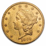 1860 $20 Liberty Gold Double Eagle AU-55 PCGS