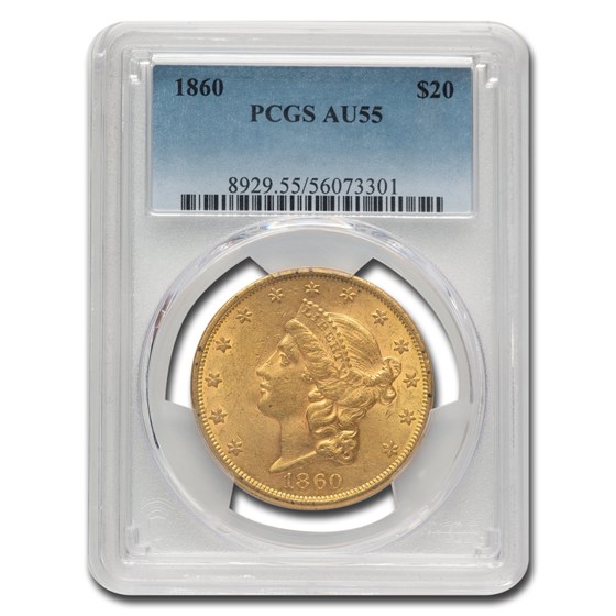1860 $20 Liberty Gold Double Eagle AU-55 PCGS 1860 $20 Liberty Gold Double Eagle AU-55 PCGS