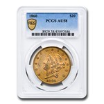 1860 $20 Liberty Gold Double Eagle AU-58 PCGS