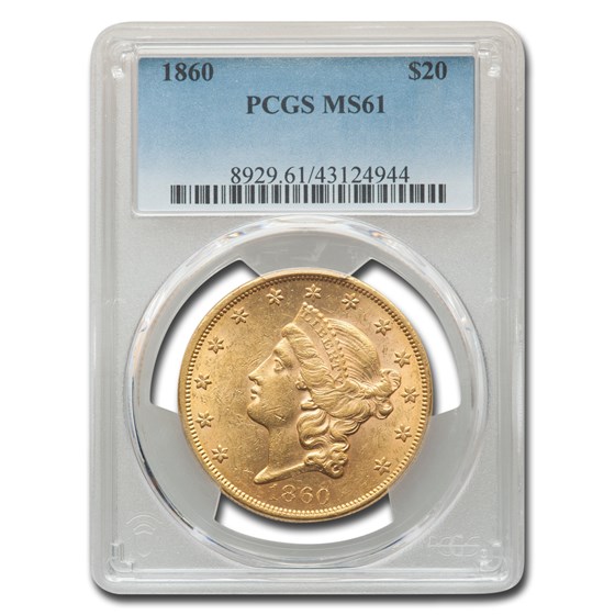 1860 $20 Liberty Gold Double Eagle MS-61 PCGS 1860 $20 Liberty Gold Double Eagle MS-61 PCGS