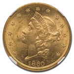 1860 $20 Liberty Gold Double Eagle MS-62+ NGC