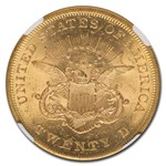 1860 $20 Liberty Gold Double Eagle MS-62+ NGC