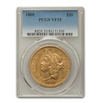 1860 $20 Liberty Gold Double Eagle VF-35 PCGS