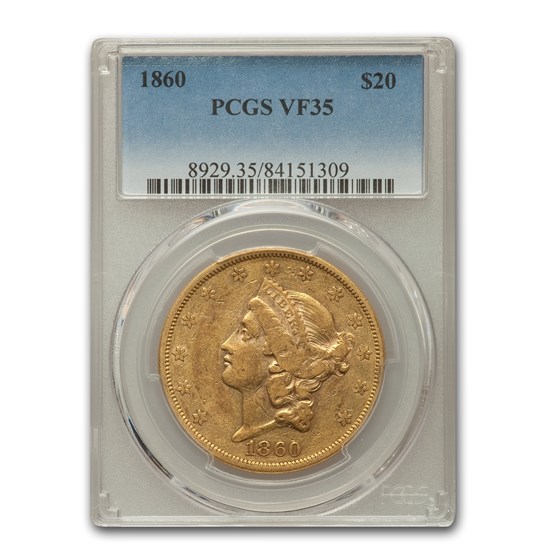 1860 $20 Liberty Gold Double Eagle VF-35 PCGS 1860 $20 Liberty Gold Double Eagle VF-35 PCGS