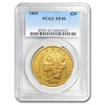 1860 $20 Liberty Gold Double Eagle XF-40 PCGS