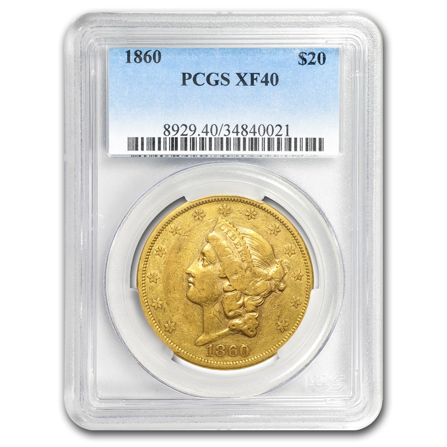1860 $20 Liberty Gold Double Eagle XF-40 PCGS