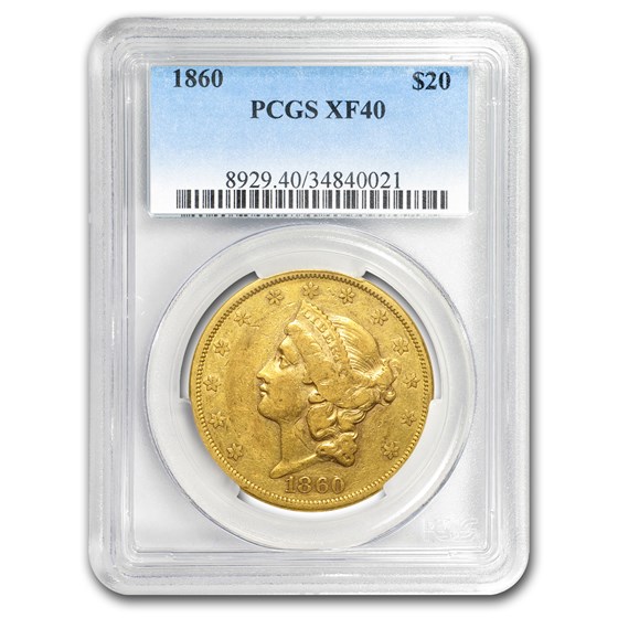 1860 $20 Liberty Gold Double Eagle XF-40 PCGS 1860 $20 Liberty Gold Double Eagle XF-40 PCGS