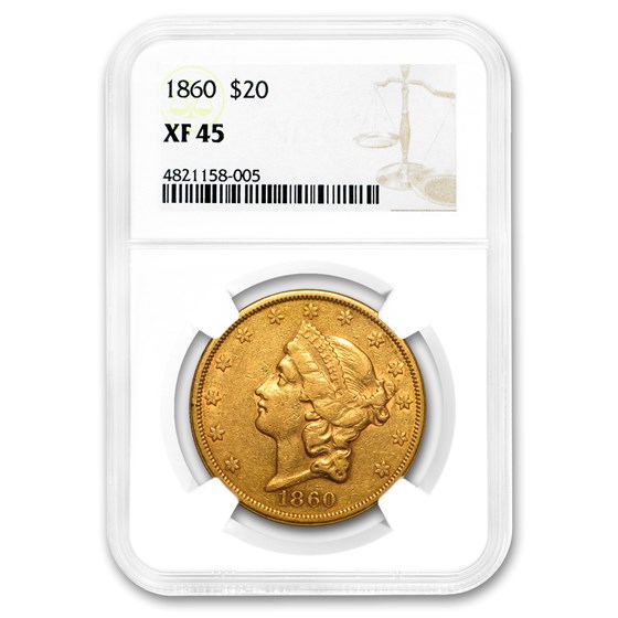 1860 $20 Liberty Gold Double Eagle XF-45 NGC 1860 $20 Liberty Gold Double Eagle XF-45 NGC