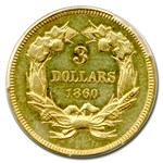 1860 $3 Gold Princess PR-62 PCGS CAC