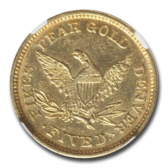 Buy 1860 $5 Clark Gruber Colorado Gold Rush AU-53 NGC | APMEX