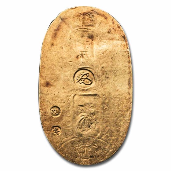 Japanese Gold Ryo (1860-67) Japan Man'en Era Gold Koban, 1 Ryo XF W/Folder