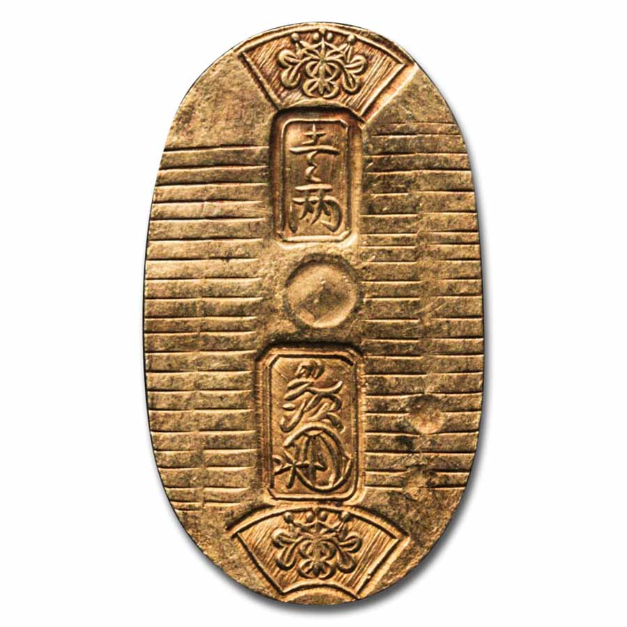 1860-67) Japan Man'en Era Gold Koban, 1 Ryo XF W/Folder