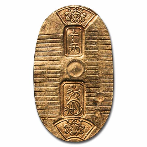 Japanese Gold Ryo (1860-67) Japan Man'en Era Gold Koban, 1 Ryo XF W/Folder