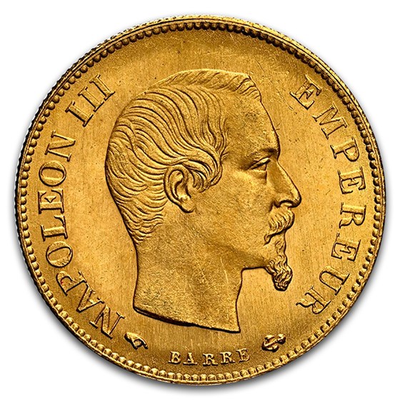 1860-A France Gold 10 Francs Napoleon III MS-65 NGC
