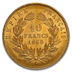 1860-A France Gold 10 Francs Napoleon III MS-65 NGC