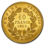 1860-A France Gold 10 Francs Napoleon III MS-65 PCGS